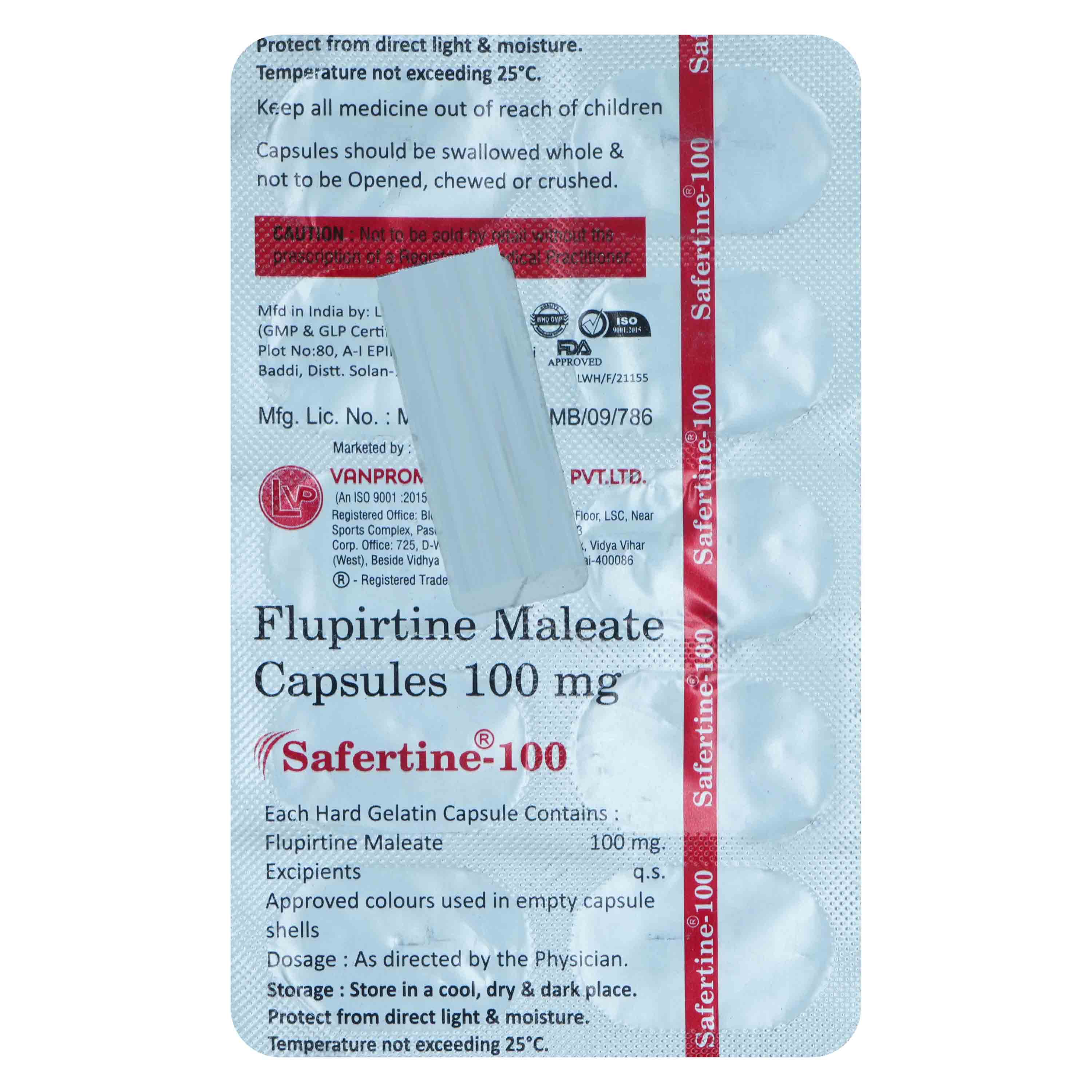 Safertine-100 Capsule 10's, Pack of 10 CapsuleS Safertine-100 Capsule 10's, Pack of 10 CapsuleS