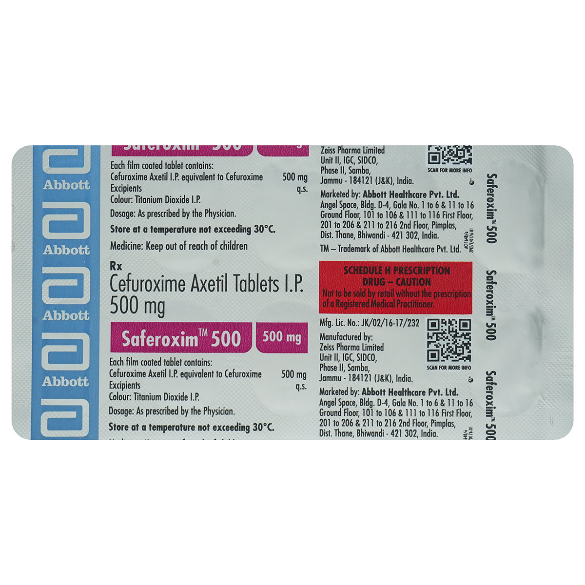 Saferoxim 500 Tablet 10's, Pack of 10 TABLETS Saferoxim 500 Tablet 10's, Pack of 10 TABLETS