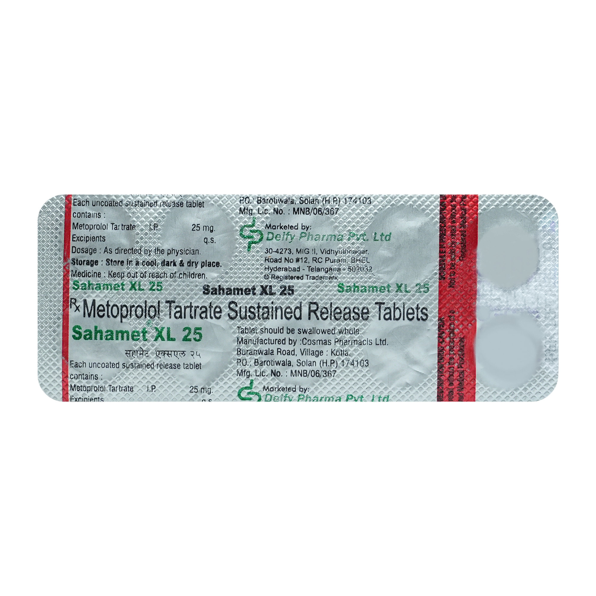 Sahamet XL 25 Tablet 10's, Pack of 10 TABLETS Sahamet XL 25 Tablet 10's, Pack of 10 TABLETS