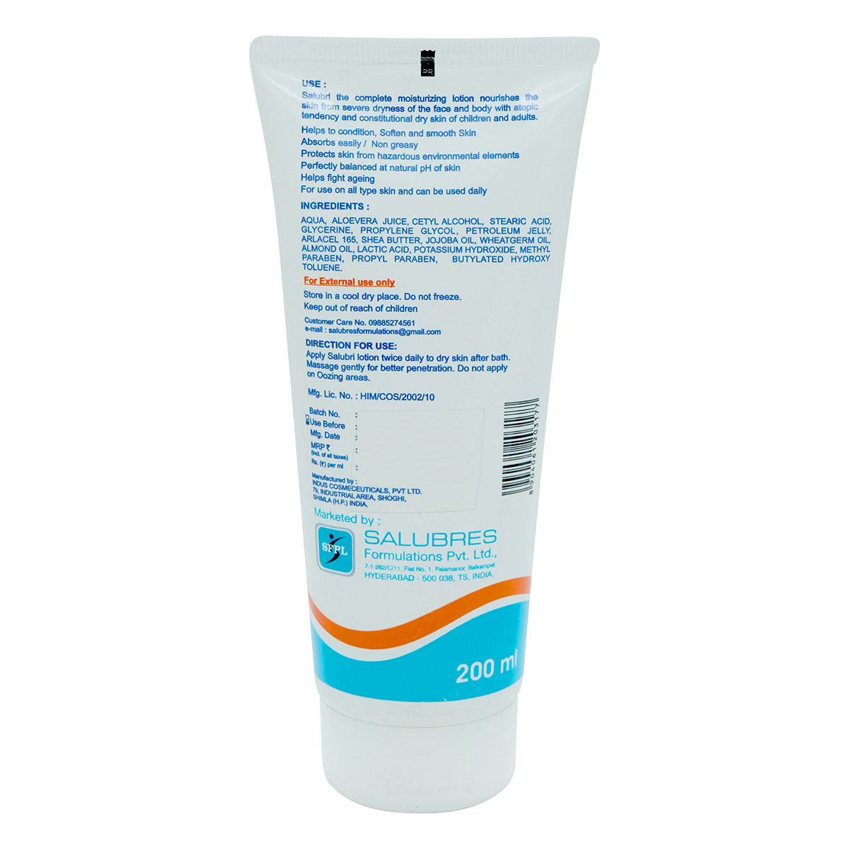 Salubri Moisturizing Lotion 200 ml | Sooths, Protects & Hydrates Skin | Non Greasy | For Dry Skin, All Skin Type, Pack of 1 Salubri Moisturizing Lotion 200 ml | Sooths, Protects & Hydrates Skin | Non Greasy | For Dry Skin, All Skin Type, Pack of 1