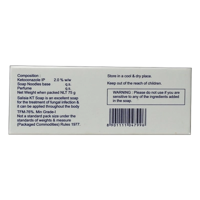 Salisia Kt Soap 75 gm | Ketoconazole | For Fungal Skin Infection, Pack of 1