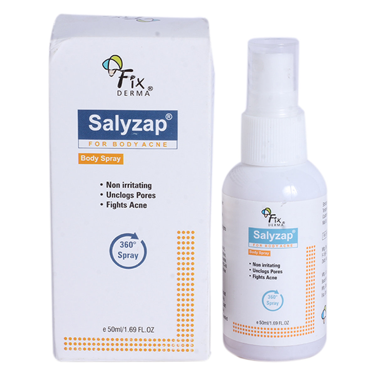 Fixderma Salyzap Body Spray 50 Gm | Fights Acne | Unclog Pores | For Body Acne, Pack of 1 Fixderma Salyzap Body Spray 50 Gm | Fights Acne | Unclog Pores | For Body Acne, Pack of 1