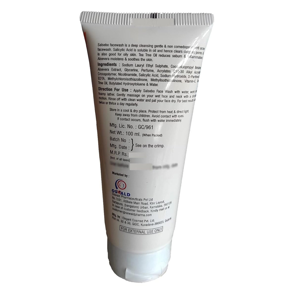 Salsebo Facewash 100 ml, Pack of 1 Salsebo Facewash 100 ml, Pack of 1