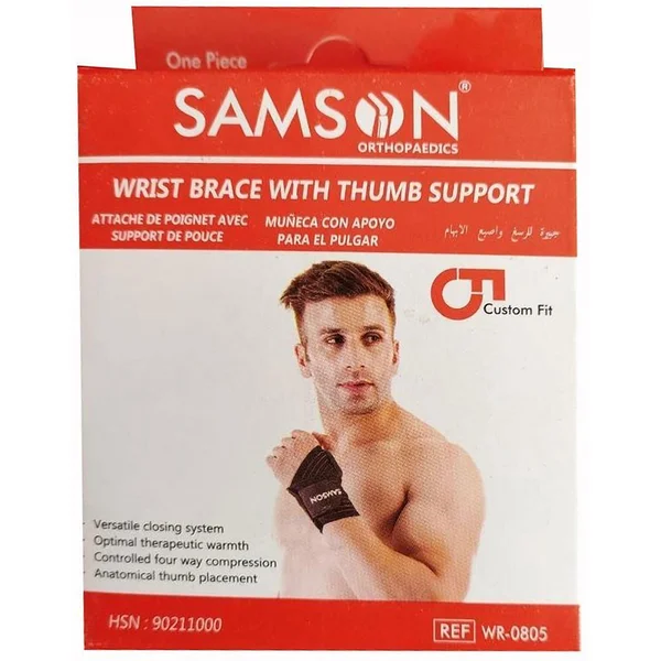 Samson Wrist Brace Black with Thumb Support For Right/Left Wrists Universal WR 0805, 1 Count, Pack of 1