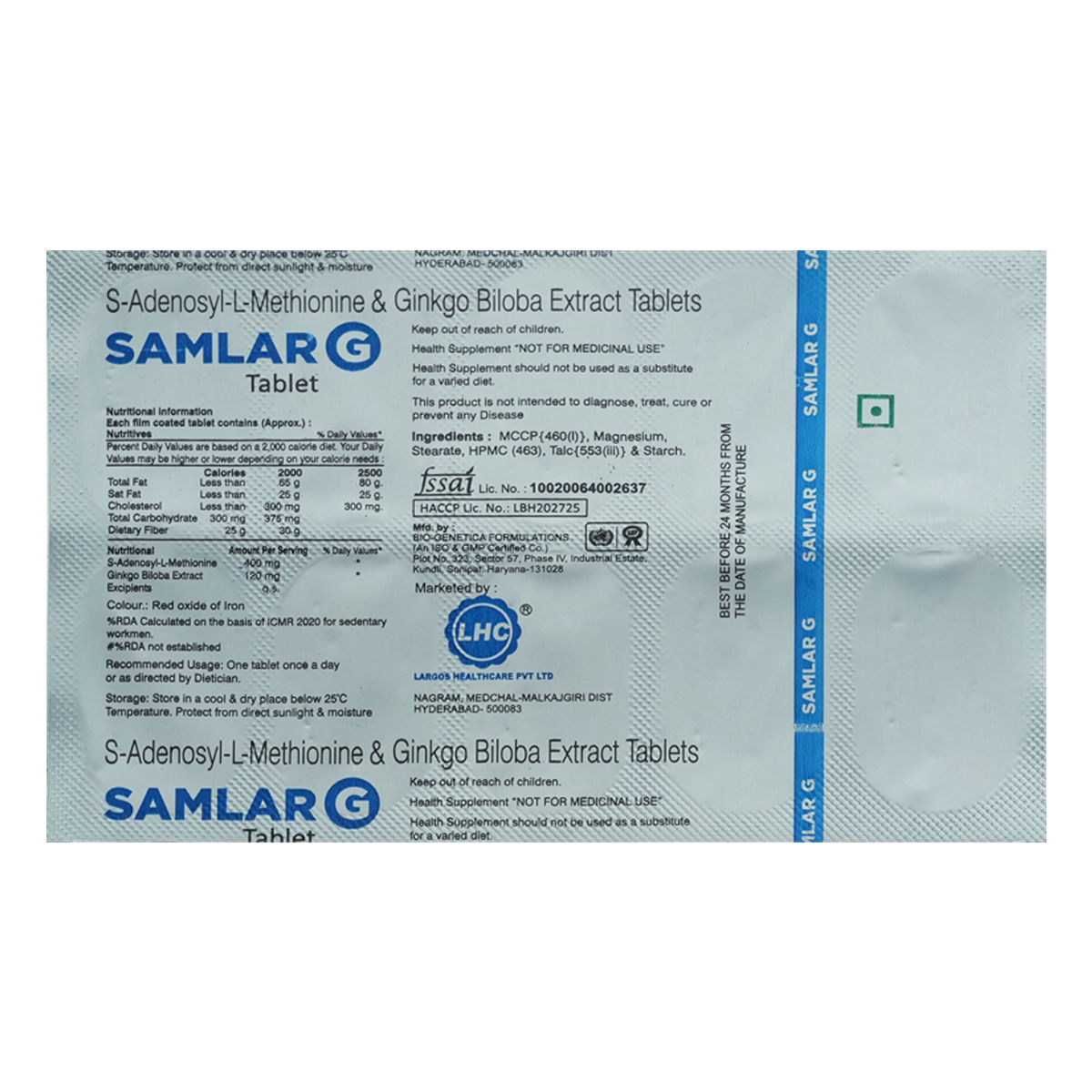 Buy Samlar G Tablet 10's Online