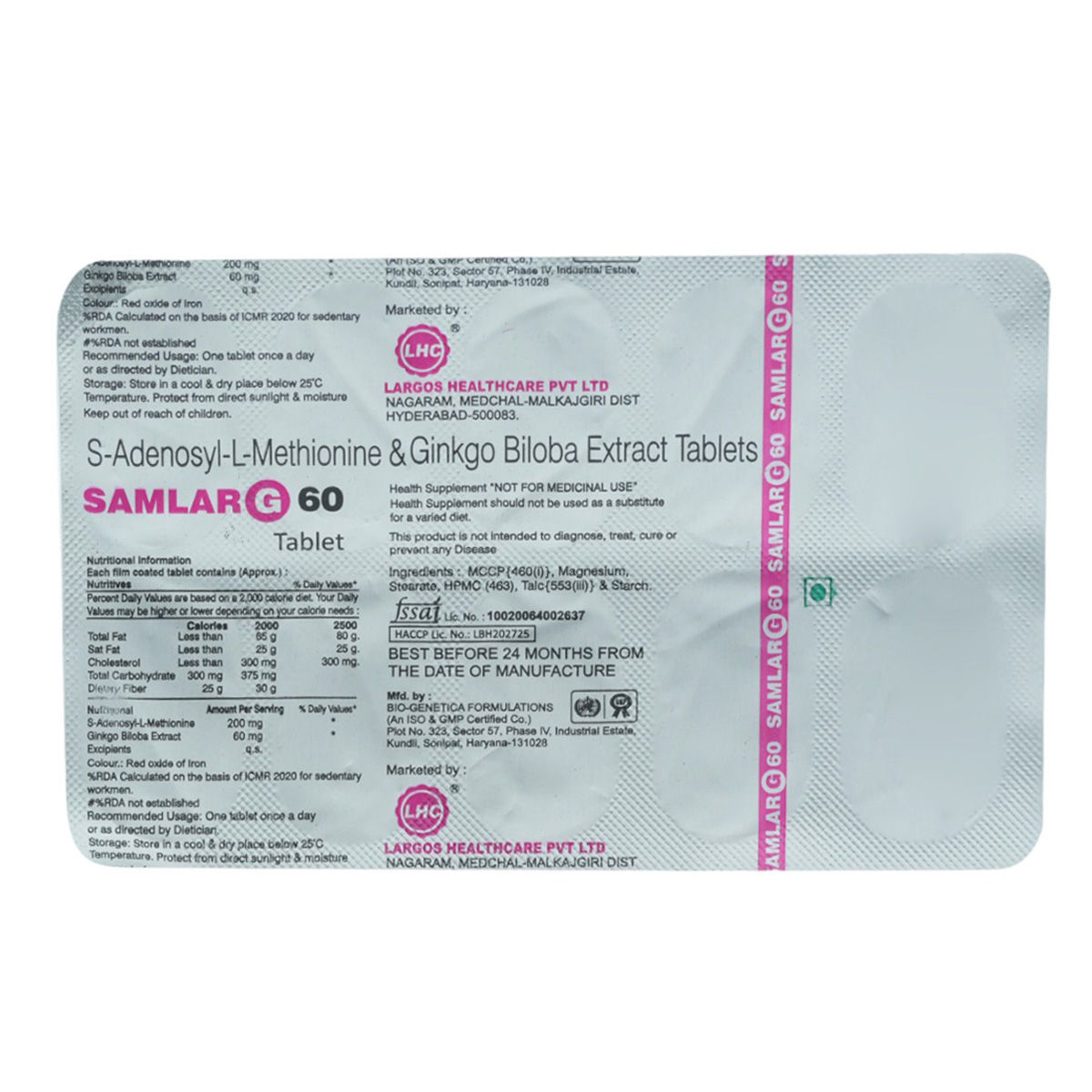 Buy Samlar G 60 Tablet 10's Online