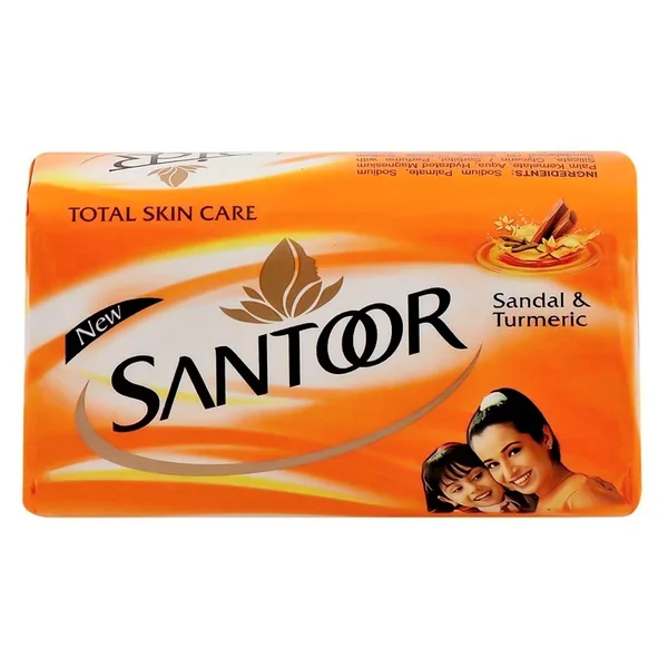 Santoor Total Skin Soap 150 gm | With Sandal &amp; Turmeric | For Younger looking Skin | With 2X sandal Fragrance, Pack of 1