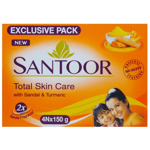 Santoor Sandal & Turmeric Soap, 600 gm (4 x 150 gm)