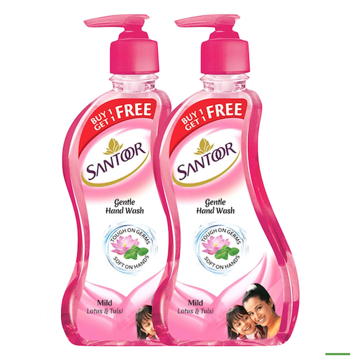 Santoor Gentle Mild Lotus & Tulsi Handwash, 200 ml Pump Bottle (Buy 1, Get 1 Free), Pack of 1 Santoor Gentle Mild Lotus & Tulsi Handwash, 200 ml Pump Bottle (Buy 1, Get 1 Free), Pack of 1