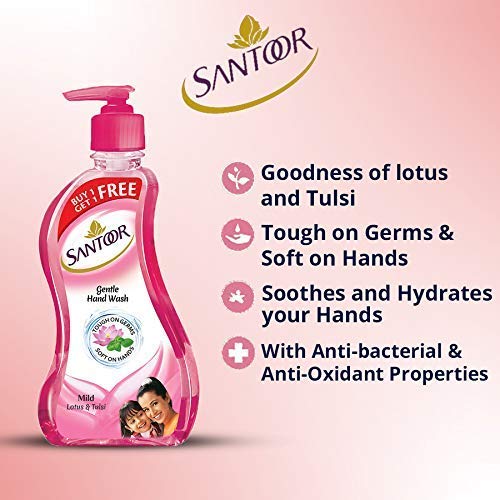 Santoor Gentle Mild Lotus & Tulsi Handwash, 200 ml Pump Bottle (Buy 1, Get 1 Free), Pack of 1 Santoor Gentle Mild Lotus & Tulsi Handwash, 200 ml Pump Bottle (Buy 1, Get 1 Free), Pack of 1