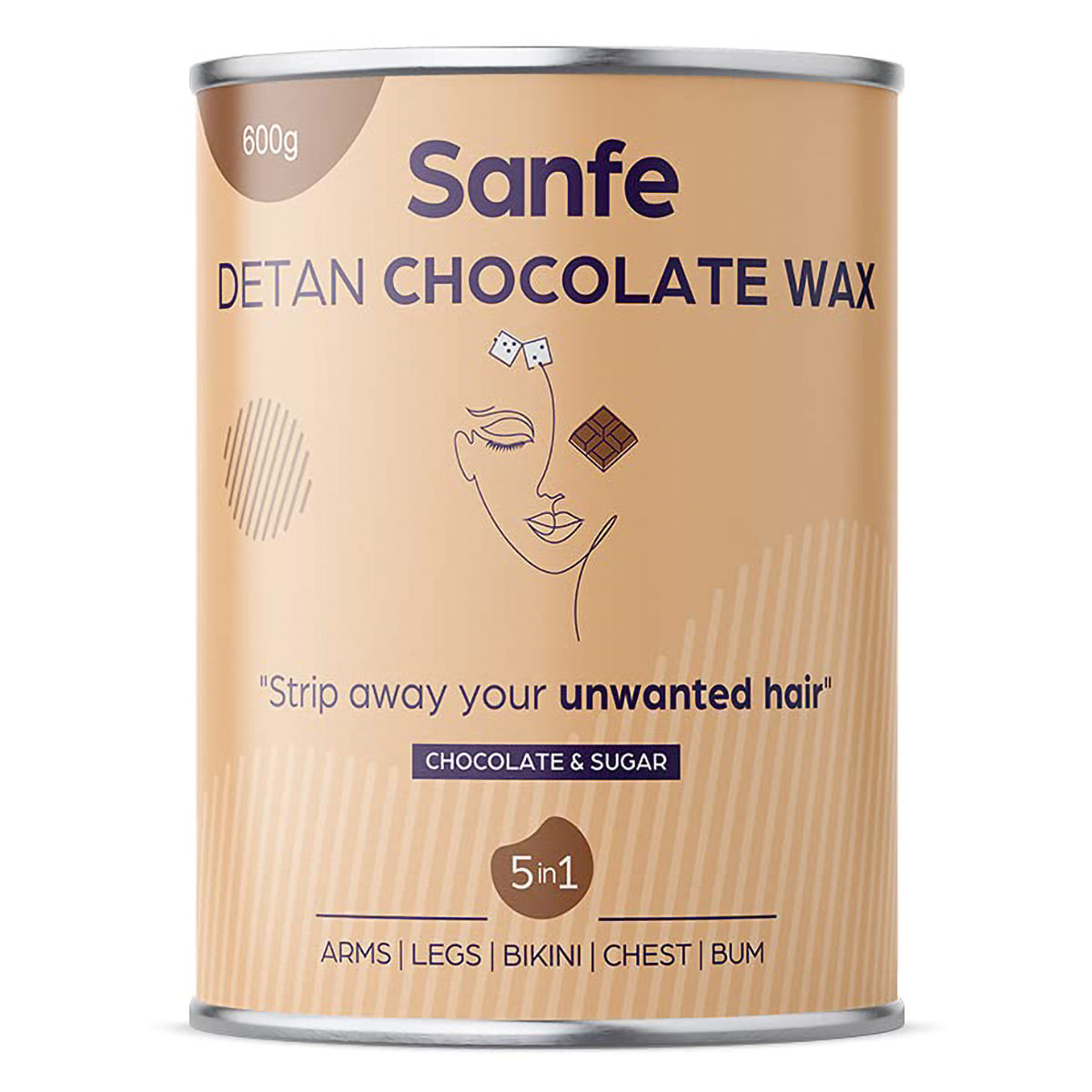 Buy Sanfe 5 in 1 Detan Chocolate Wax, 600 gm Online