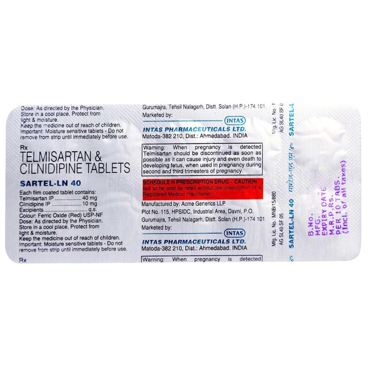 Sartel-LN 40 Tablet 10's, Pack of 10 Sartel-LN 40 Tablet 10's, Pack of 10