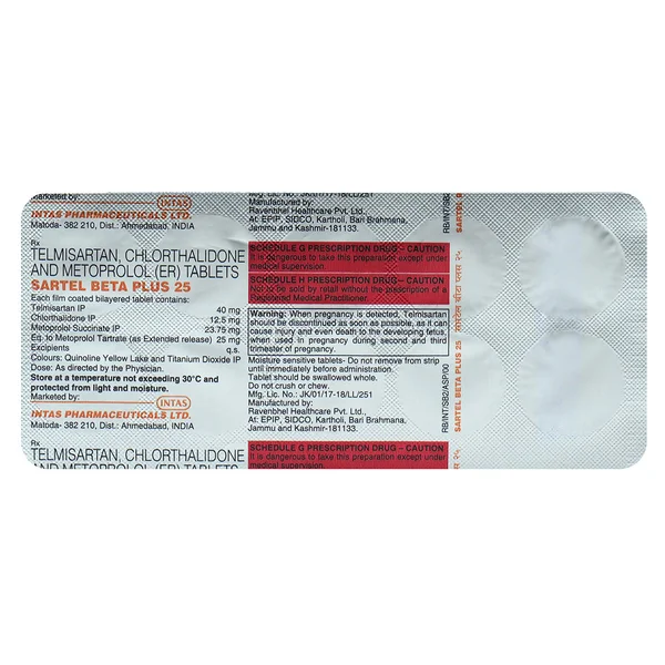 Sartel Beta Plus 25 Tablet 10's