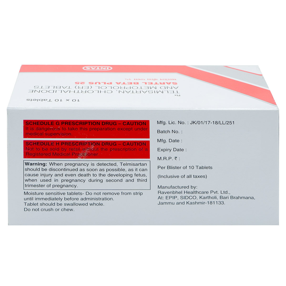 Sartel Beta Plus 25 Tablet 10's, Pack of 10 TabletS Sartel Beta Plus 25 Tablet 10's, Pack of 10 TabletS