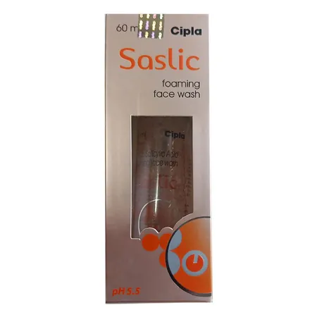 Cipla Saslic Foaming Face Wash 60 ml | Salicylic Acid | pH 5.5 | Fight Acne | For Oily & Pimple Prone Skin