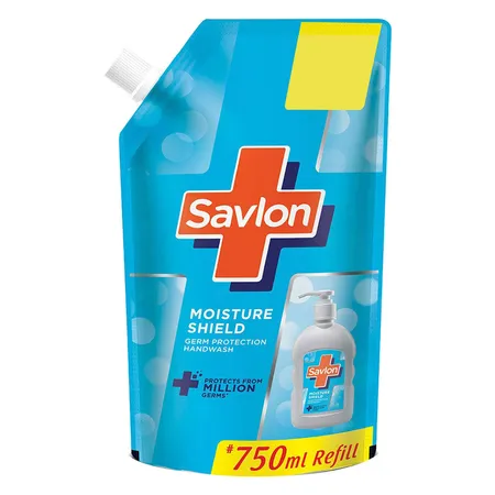 Savlon Moisture Shield Germ Protection Handwash 750 ml Refill Pack | With Silver Nano Particles | Provides Germ Protection | Keep Hand Soft & Moisturised | For All Skin Type