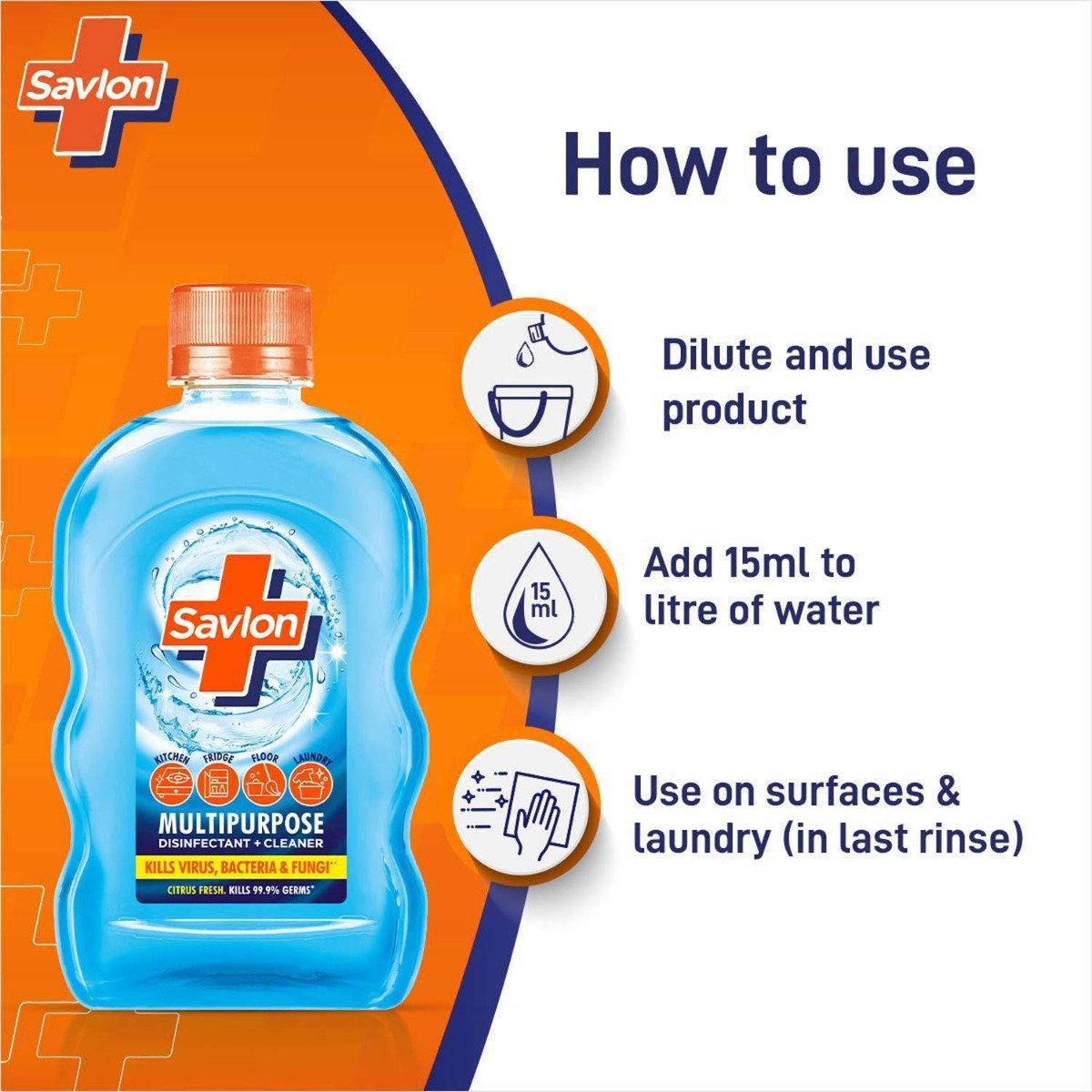 Savlon Multi Purpose Disinfectant Liquid, 500 ml, Pack of 1 Savlon Multi Purpose Disinfectant Liquid, 500 ml, Pack of 1