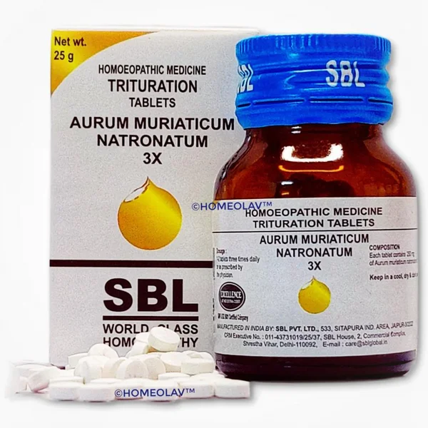 SBL Aurum Muriaticum Natronatum Trituration 3X Tablets, 25 gm