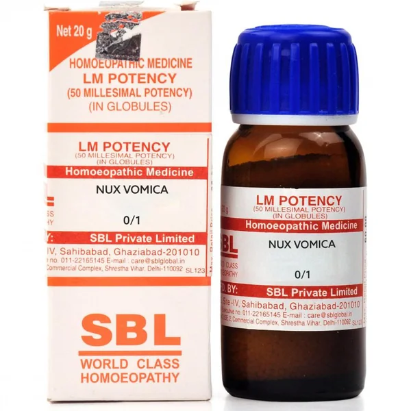 SBL Nux Vomica 0/1 Lm Potency, 20 gm, Pack of 1