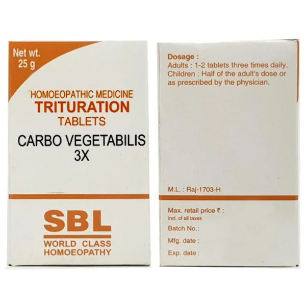 SBL Carbo Vegetabilis Trituration 3X Tablets, 25 gm
