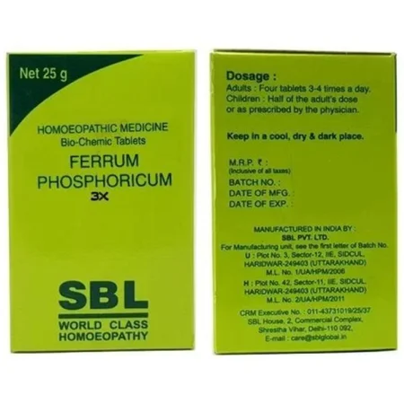 SBL Ferrum Phosphoricum Biochemic 3X Tablets, 25 gm