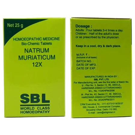 SBL Natrum Muriaticum Biochemic 12X Tablets, 25 gm