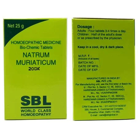 SBL Natrum Muriaticum Biochemic 200X Tablets, 25 gm