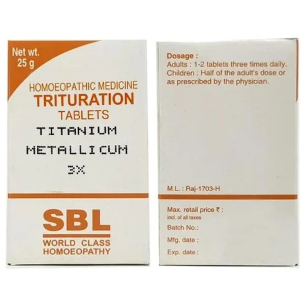 SBL Titanium Metallicum Trituration 3X Tablets, 25 gm