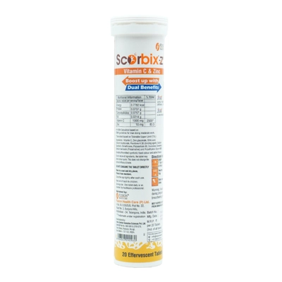 Scorbix-Z Effervescent Tablet 20's, Pack of 1 Tablet