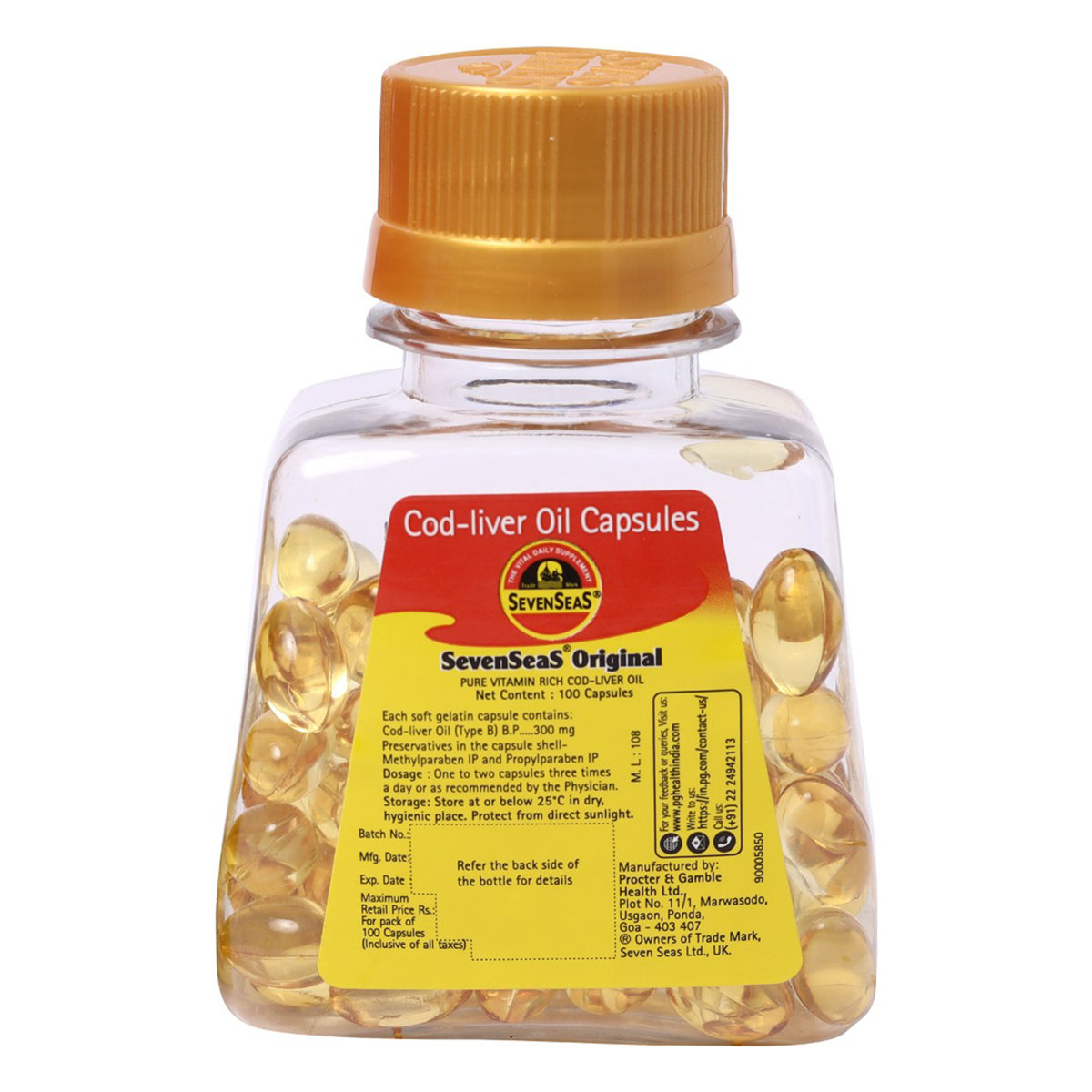 Sevenseas Original Cod-Liver Oil, 100 Capsules, Pack of 1 Sevenseas Original Cod-Liver Oil, 100 Capsules, Pack of 1