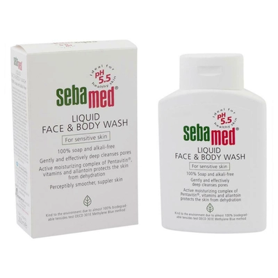 Sebamed Liquid Face &amp; Body Wash 200 ml | Pentavitin, Vitamins &amp; Allantoin | Protection Against Skin Dehydration | Provides Deep Pore Cleansing | 100% Soap &amp; Alkali Free | For Sensitive Skin, Pack of 1