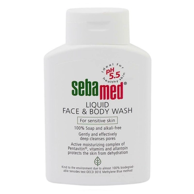 Sebamed Liquid Face &amp; Body Wash 200 ml | Pentavitin, Vitamins &amp; Allantoin | Protection Against Skin Dehydration | Provides Deep Pore Cleansing | 100% Soap &amp; Alkali Free | For Sensitive Skin, Pack of 1