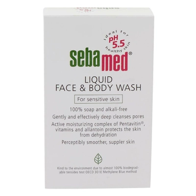 Sebamed Liquid Face &amp; Body Wash 200 ml | Pentavitin, Vitamins &amp; Allantoin | Protection Against Skin Dehydration | Provides Deep Pore Cleansing | 100% Soap &amp; Alkali Free | For Sensitive Skin, Pack of 1