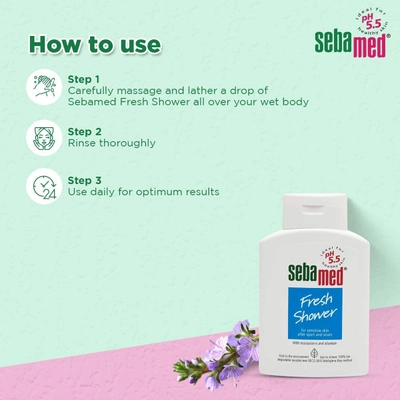 Sebamed Fresh Shower Body Wash 200 ml | With Moisturisers &amp; Allantoin | pH 5.5 | For Sensitive Skin, Pack of 1