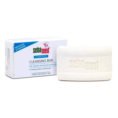 Sebamed Clear Face Cleansing Bar 100 gm | Combats Pimples &amp; Blackheads | pH 5.5 | For Impure &amp; Acne Prone Skin, Pack of 1