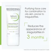 Bioderma Sebium Global Cream, 30 ml | Bakuchiol, Lactic Acid, Citric Acid, Salicylic Acid | Intensevly Purifies Skin | For Combination To Oily Skin, Pack of 1