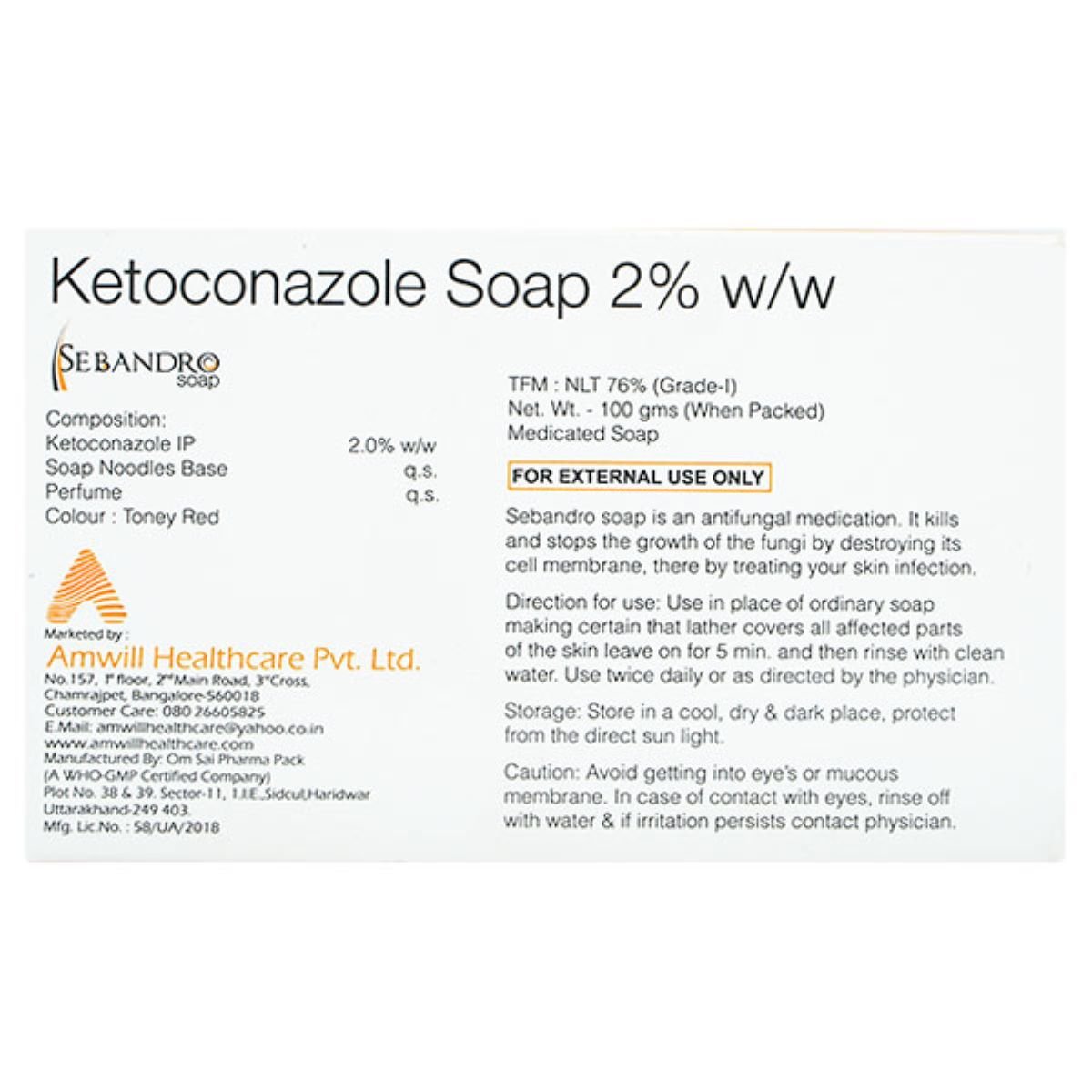 Sebandro Soap 100 gm | Ketoconazole | Anti Fungal Soap | Treat Fungal Skin Infection, Pack of 1 Sebandro Soap 100 gm | Ketoconazole | Anti Fungal Soap | Treat Fungal Skin Infection, Pack of 1