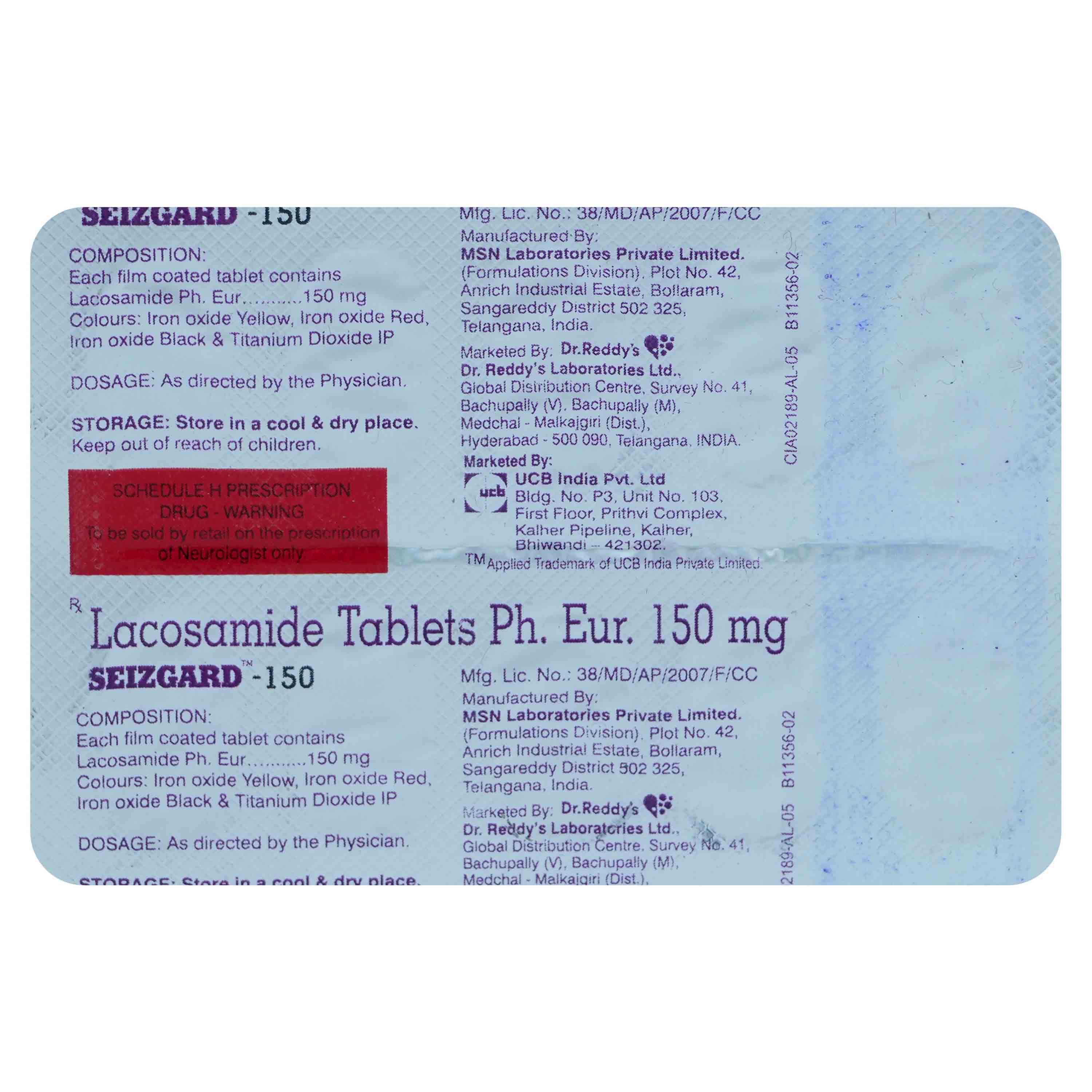 Seizgard 150mg Tablet 10's, Pack of 10 TabletS Seizgard 150mg Tablet 10's, Pack of 10 TabletS