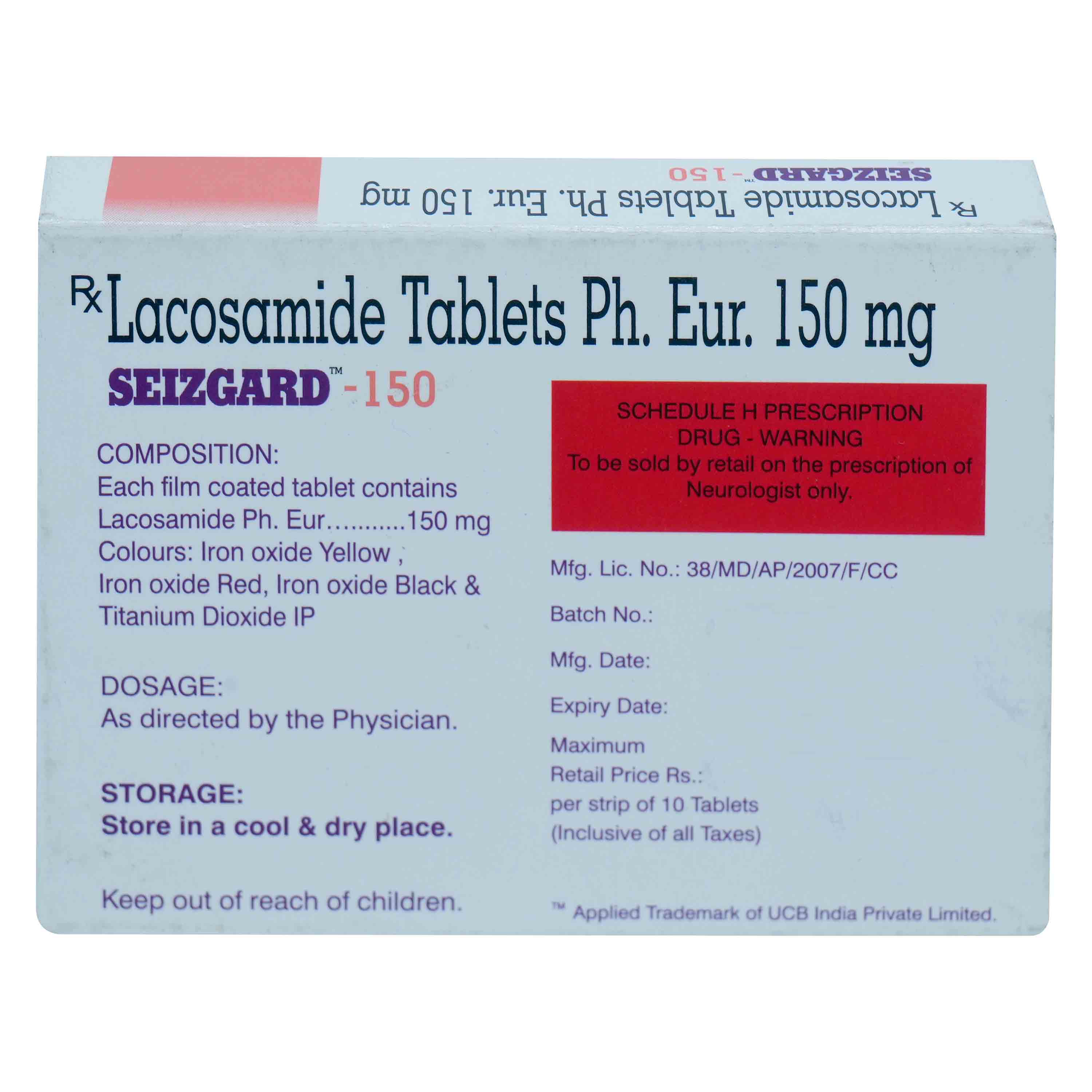 Seizgard 150mg Tablet 10's, Pack of 10 TabletS Seizgard 150mg Tablet 10's, Pack of 10 TabletS