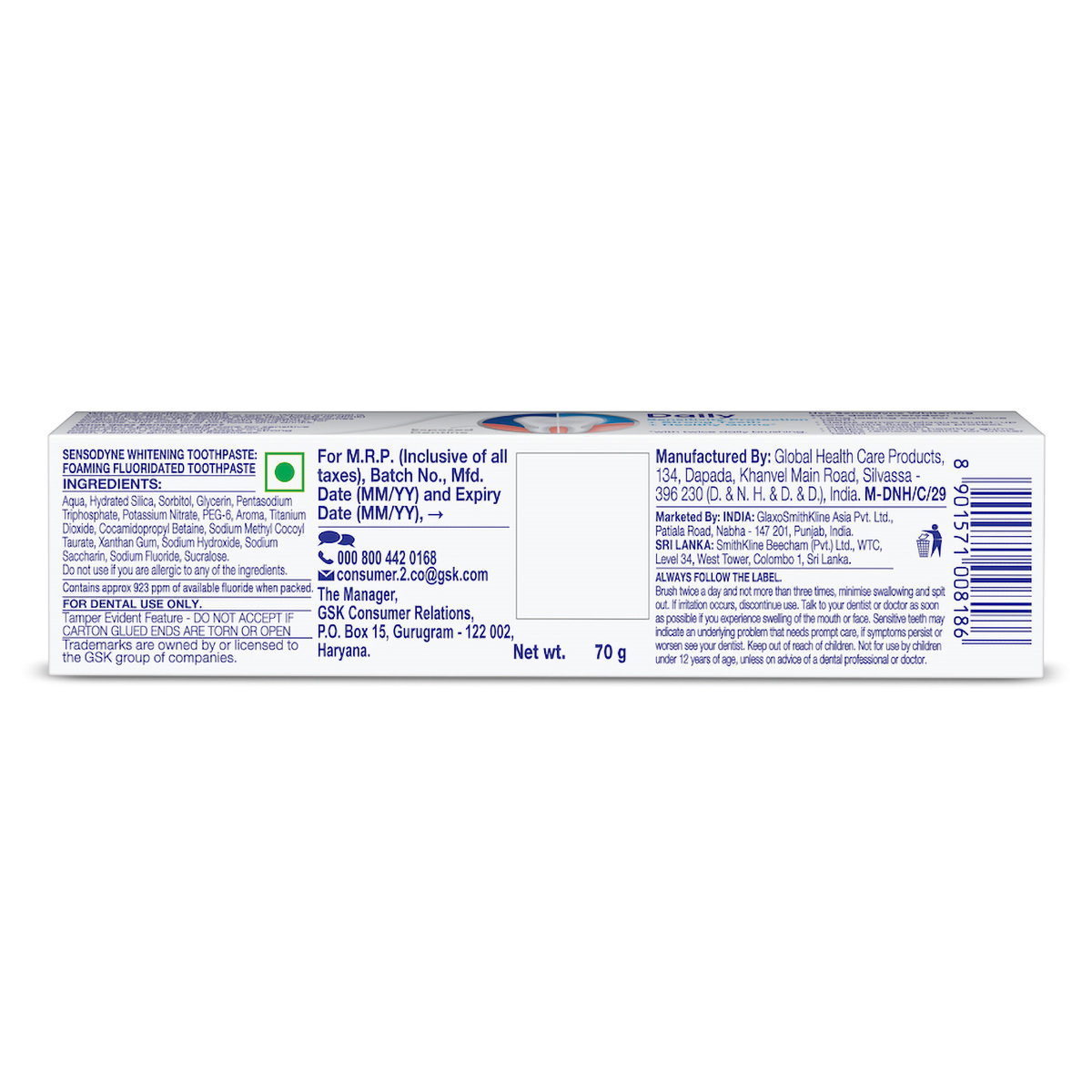 Sensodyne Whitening Toothpaste, 70 gm, Pack of 1 Sensodyne Whitening Toothpaste, 70 gm, Pack of 1