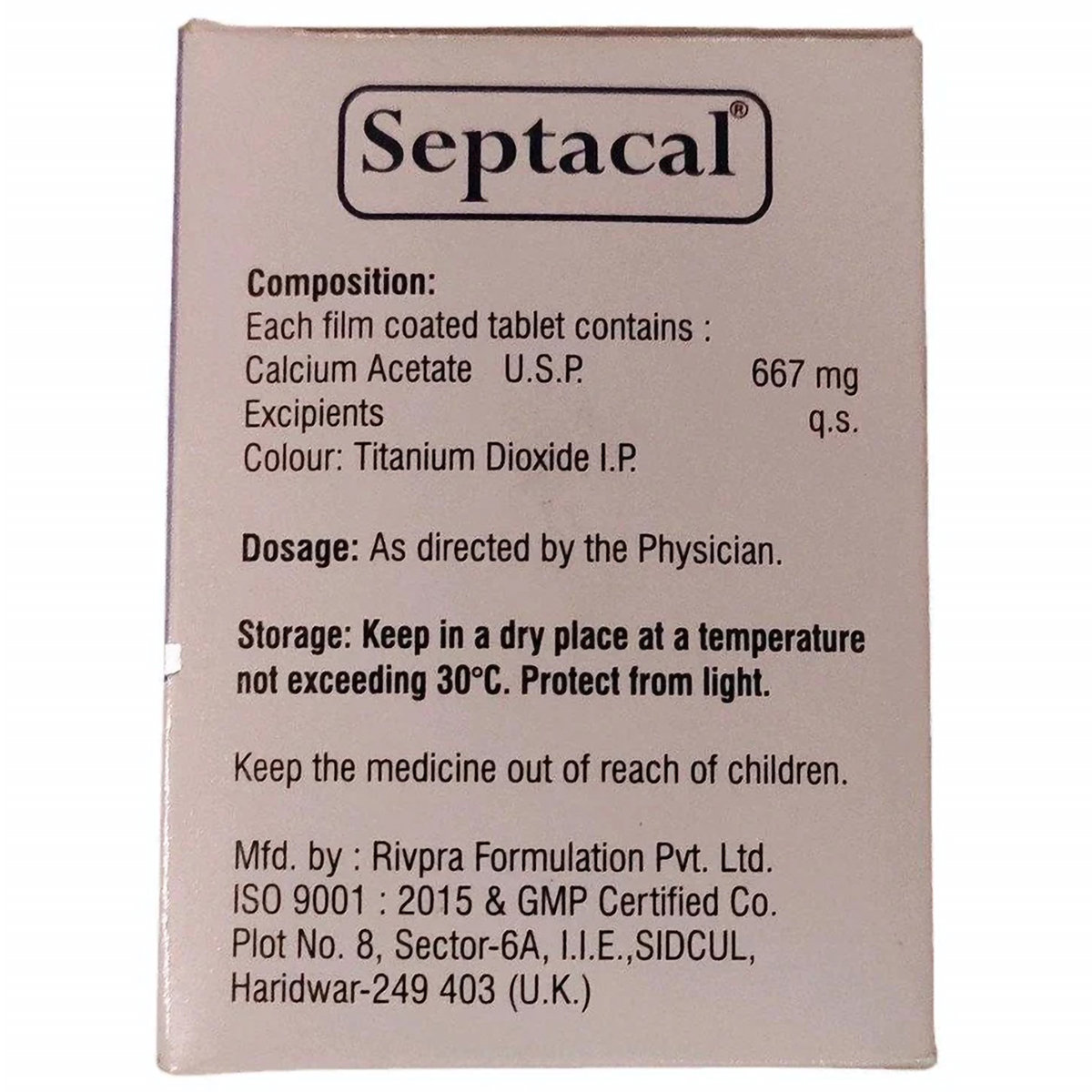 Septacal Tablet 10's, Pack of 10 TabletS Septacal Tablet 10's, Pack of 10 TabletS