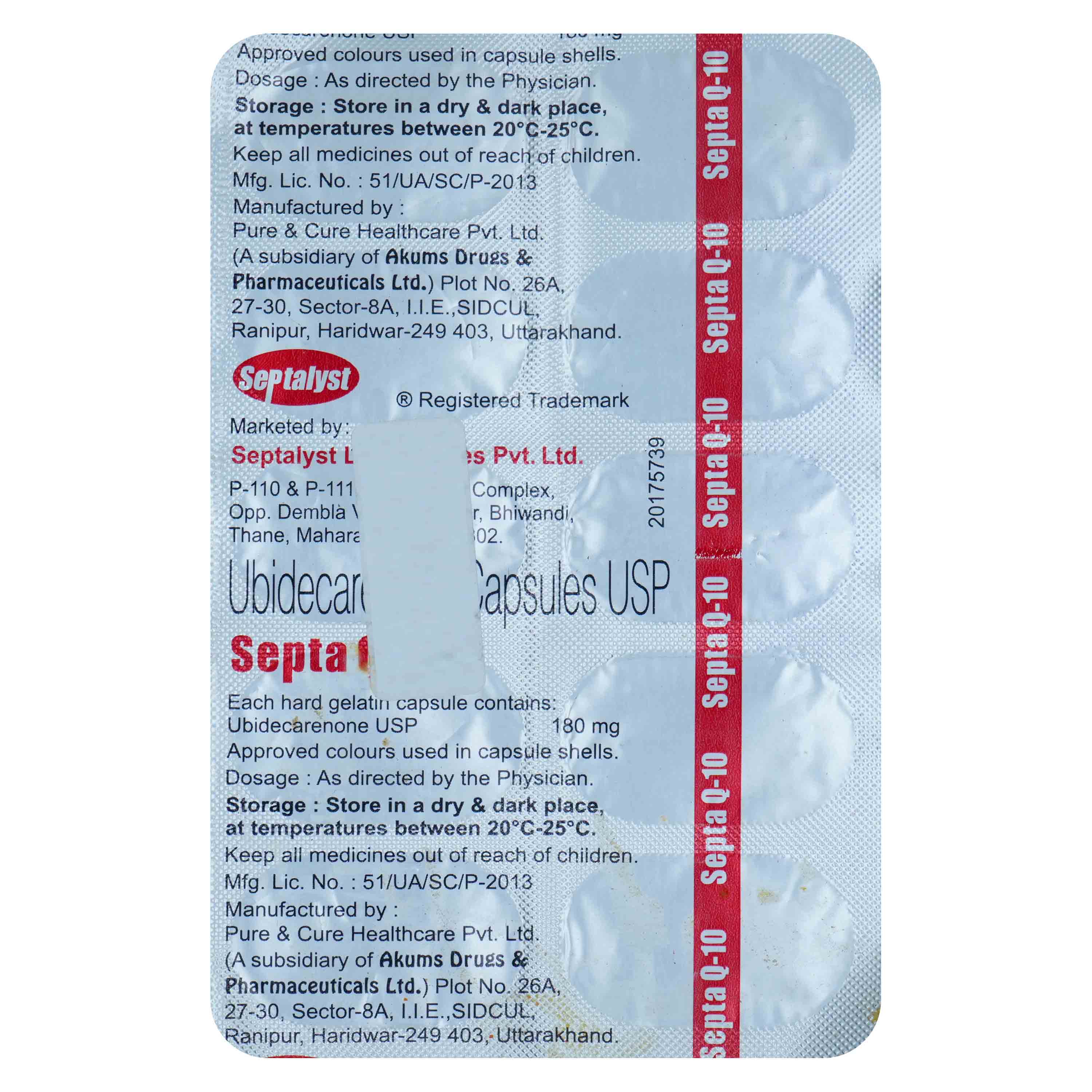 Septa Q-10 Capsule 10's, Pack of 10 CapsuleS Septa Q-10 Capsule 10's, Pack of 10 CapsuleS