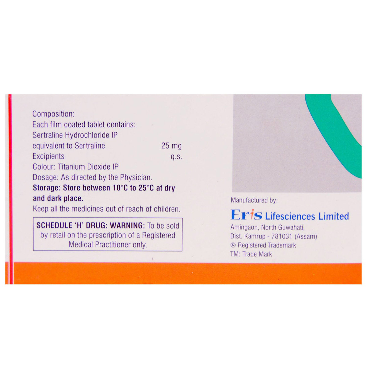 Serlift 25 Tablet 10's, Pack of 10 TABLETS Serlift 25 Tablet 10's, Pack of 10 TABLETS