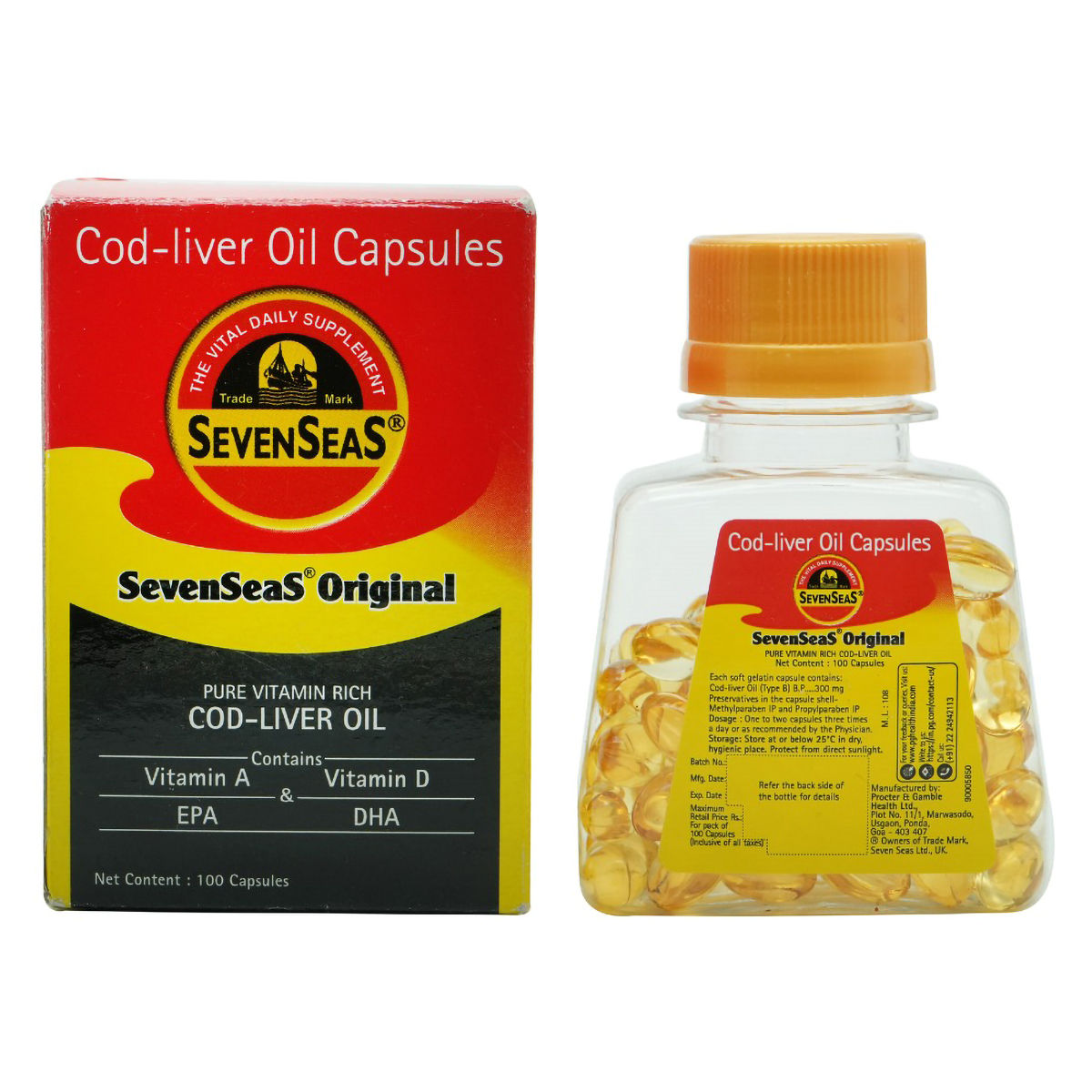 Buy Sevenseas Original Cod-Liver Oil 300 mg, 100 Capsules Online