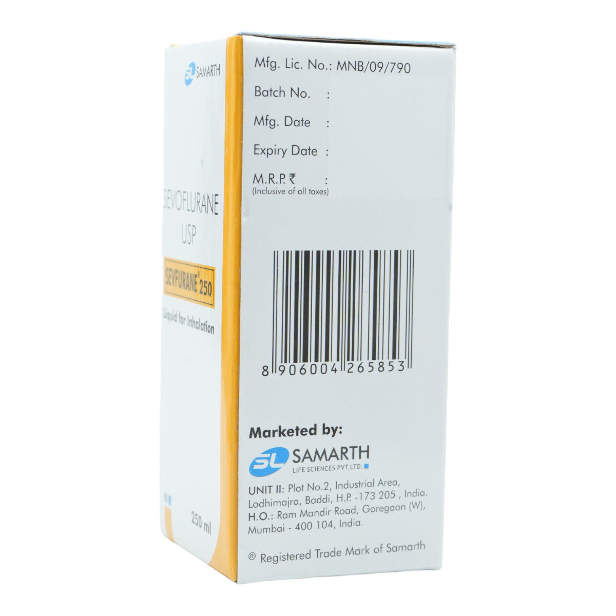 Sevfurane 250 Liquid 250 ml, Pack of 1 LIQUID Sevfurane 250 Liquid 250 ml, Pack of 1 LIQUID