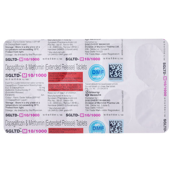 Buy Sgltd-M 10 mg/1000 mg Tablet 10's Online