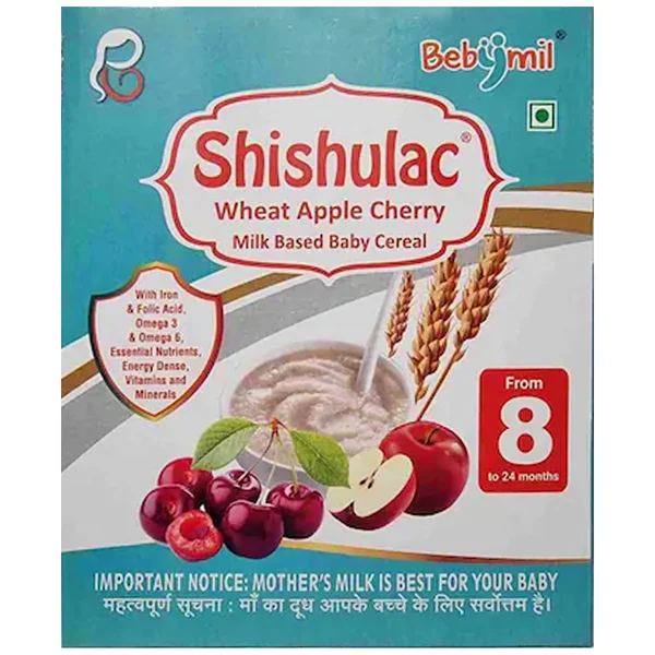 Bebymil Shishulac Wheat Apple Cherry Powder for 8+ Months, 300 gm Refill Pack, Pack of 1