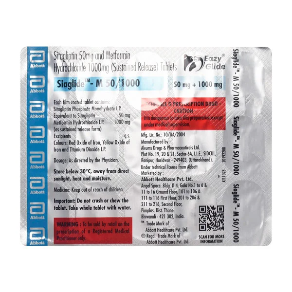 Siaglide-M 50 mg/1000 mg Tablet 15's