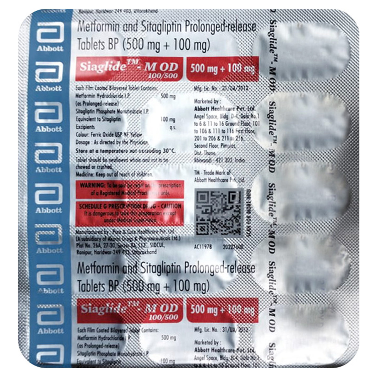 Siaglide-M OD 100/500 Tablet 15's, Pack of 15 TabletS Siaglide-M OD 100/500 Tablet 15's, Pack of 15 TabletS