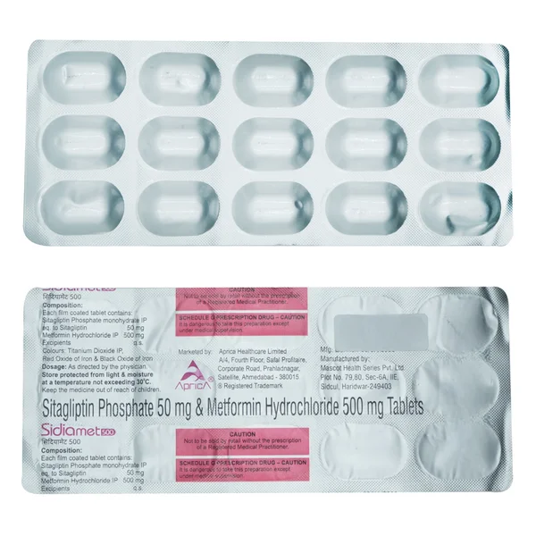 Sidiamet 500 Tablet 15's, Pack of 15 TabletS